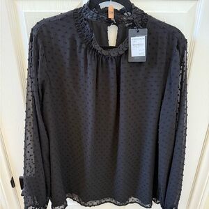 Gibson Black Textured Women's Blouse
